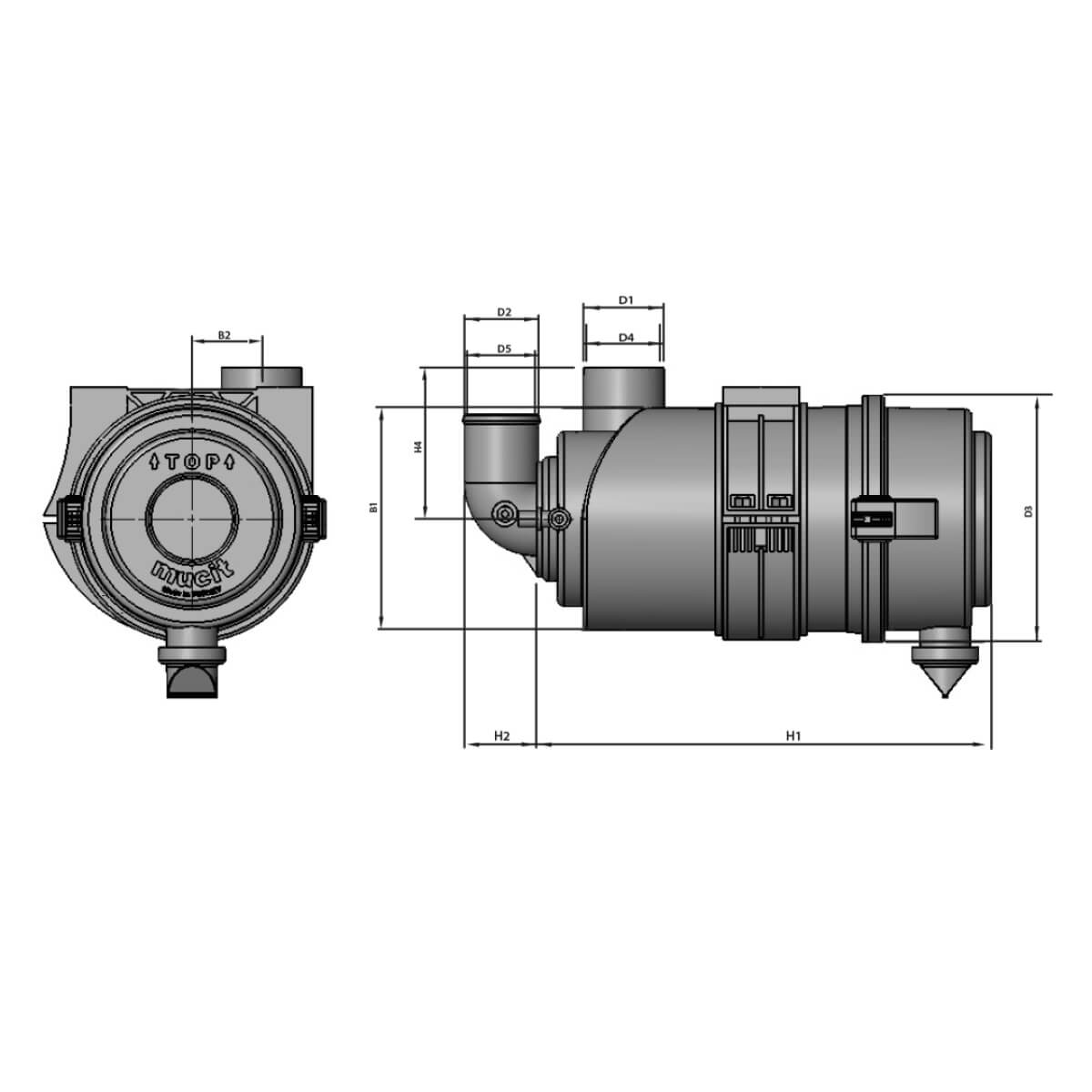 170 MM AIR FILTER HOUSING ELBOW OUTLET