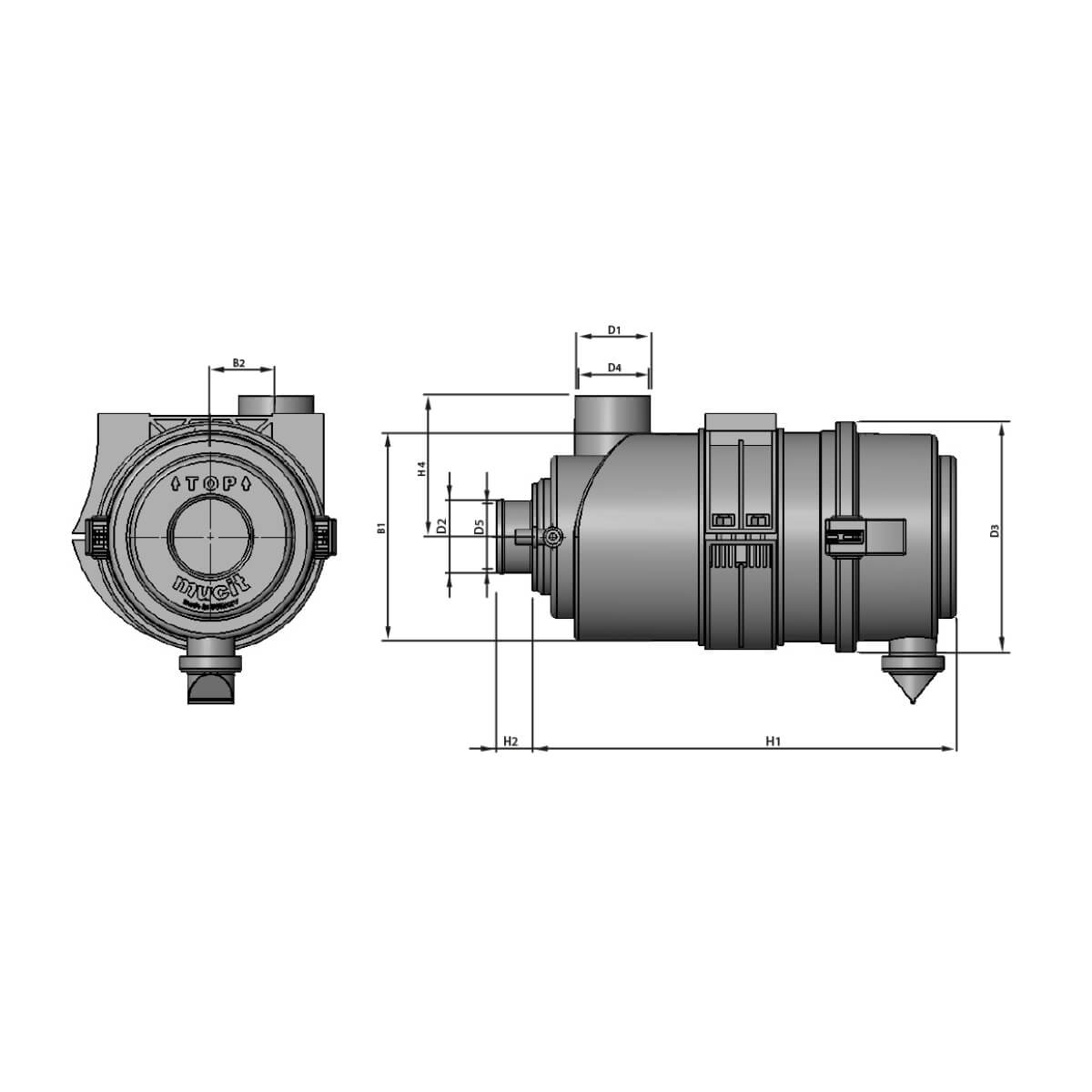 180 MM AIR FILTER HOUSING STRAIGHT OUTLET