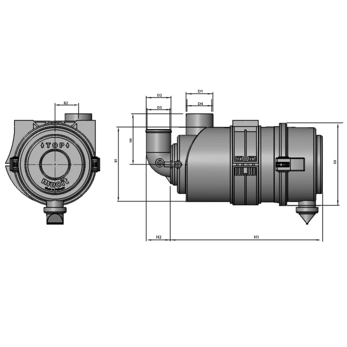  140 MM AIR FILTER HOUSING ELBOW OUTLET