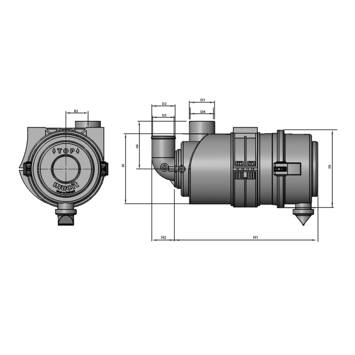 170 MM AIR FILTER HOUSING ELBOW OUTLET