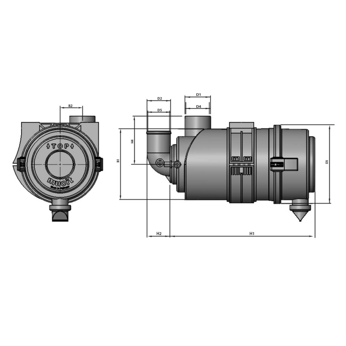 170 MM AIR FILTER HOUSING ELBOW OUTLET