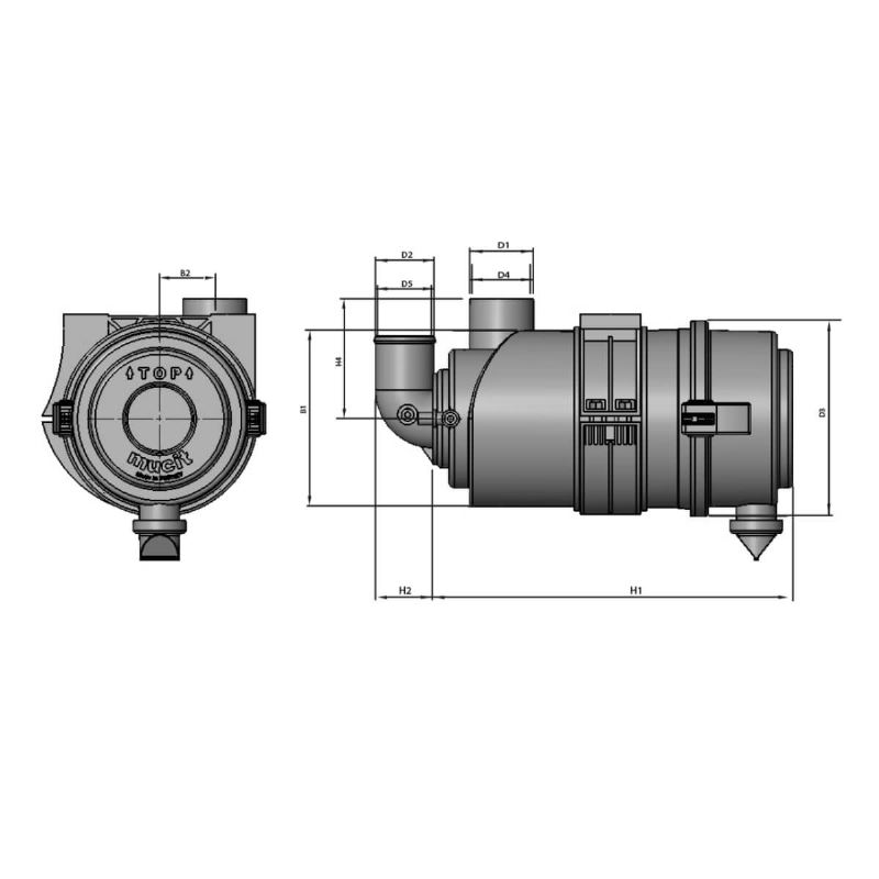 230 MM AIR FILTER HOUSING ELBOW OUTLET